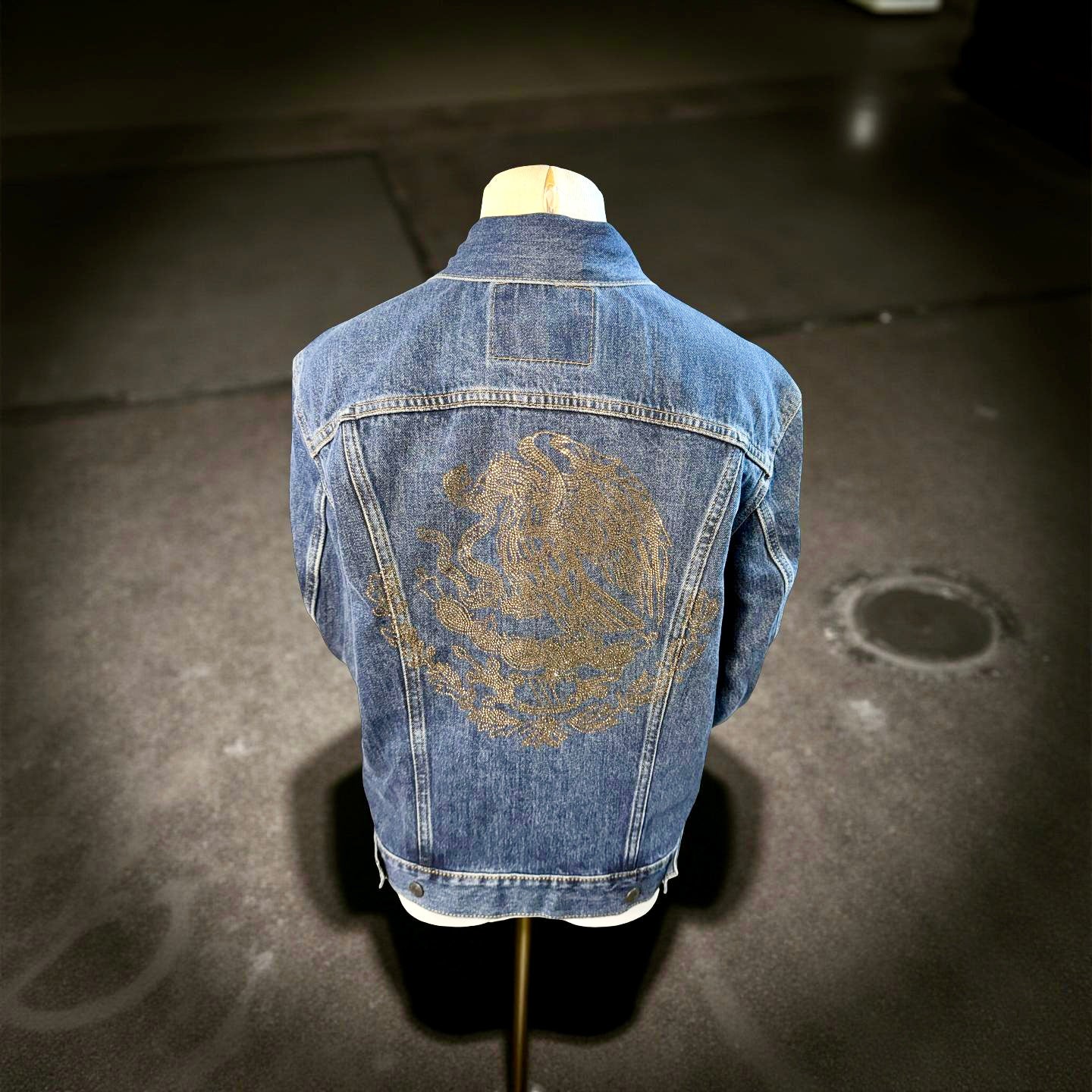 Blue Denim Jacket With Mexican Coat of Arm