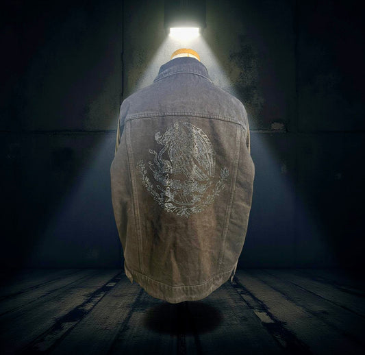 Black Denim Jacket Mexico Coat of Arm