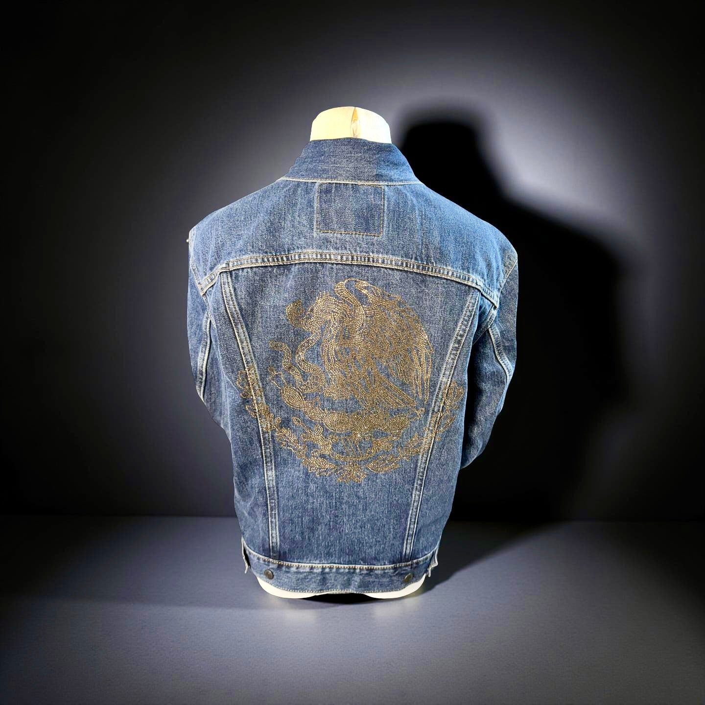 Blue Denim Jacket With Mexican Coat of Arm