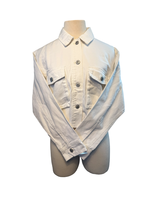 White Crop Top Denim Jacket Mexico