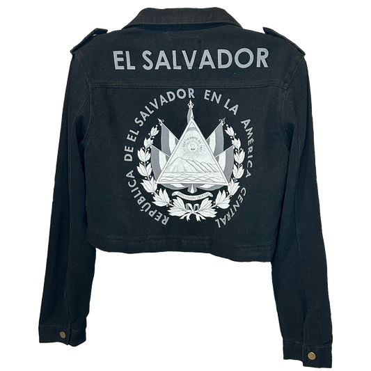 Cropped printed El Salvador White Logo Jacket