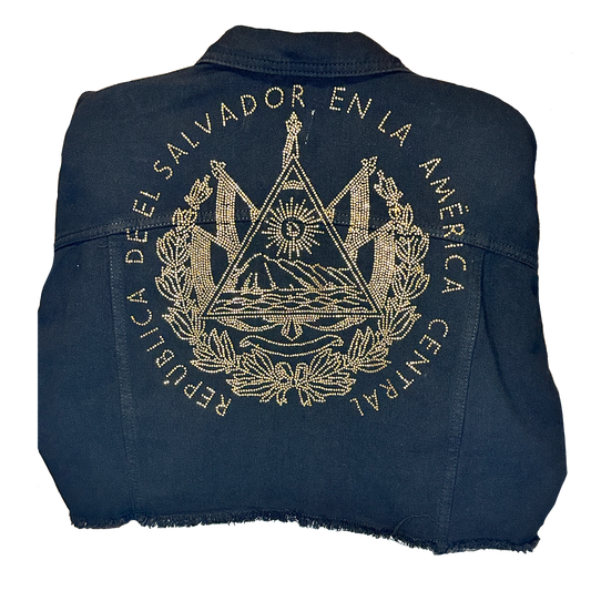 Cropped Denim El Salvador Embellished Gold Logo